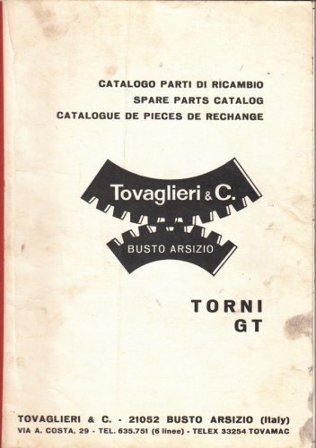 Manuale tornio Tovaglieri modello GT - Plastin Gold